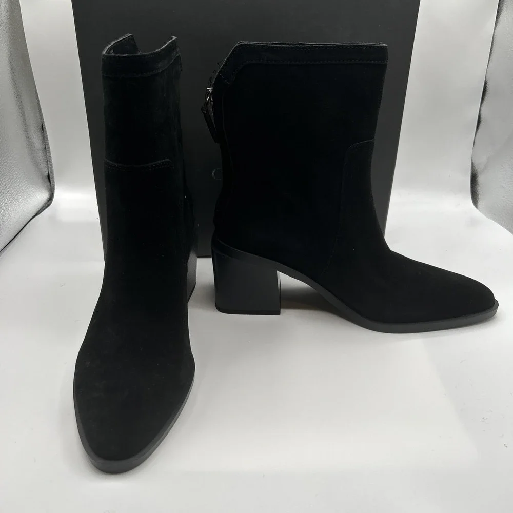 Vince Camuto Kortimy Boots,Women's SZ:6.5 M,Black Suede Water-Repellent,Zipper